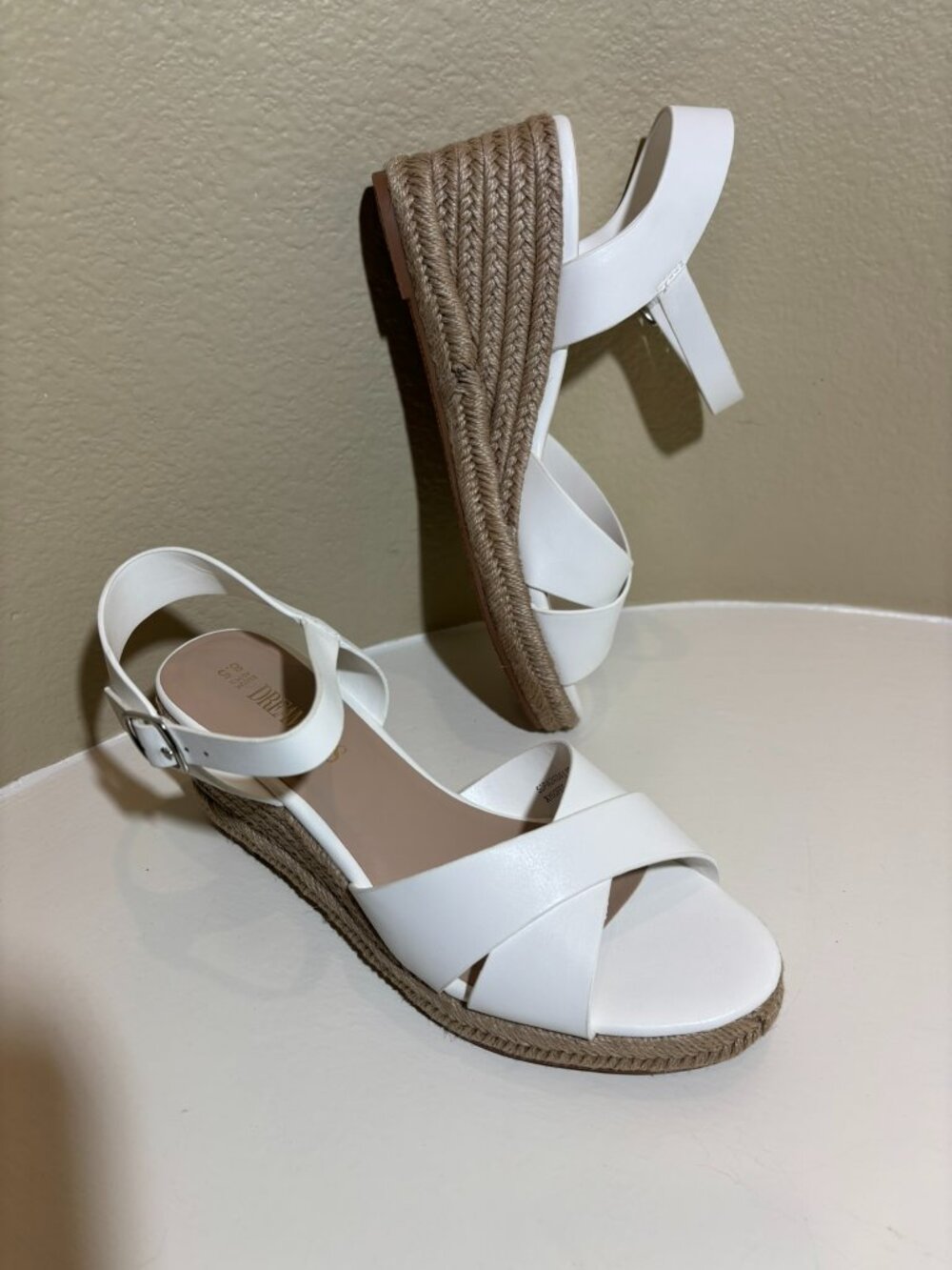 Dream Pairs Women's White Espadrille Wedge Sandals, 3" Heel, Size 8.5, NWOT